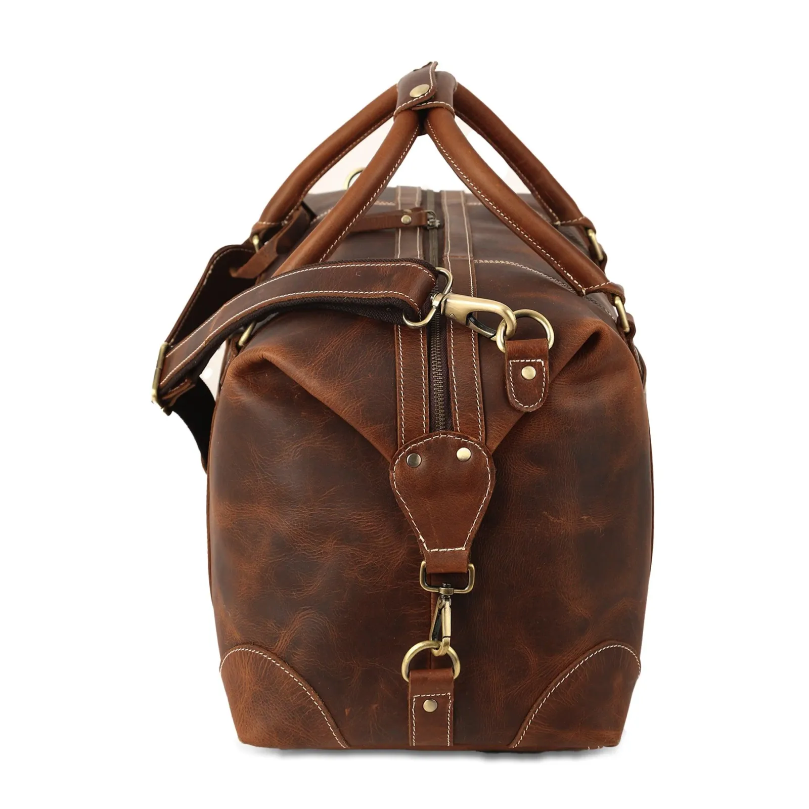 Leather Duffle Bag – Art 201 — Tan, alternate view