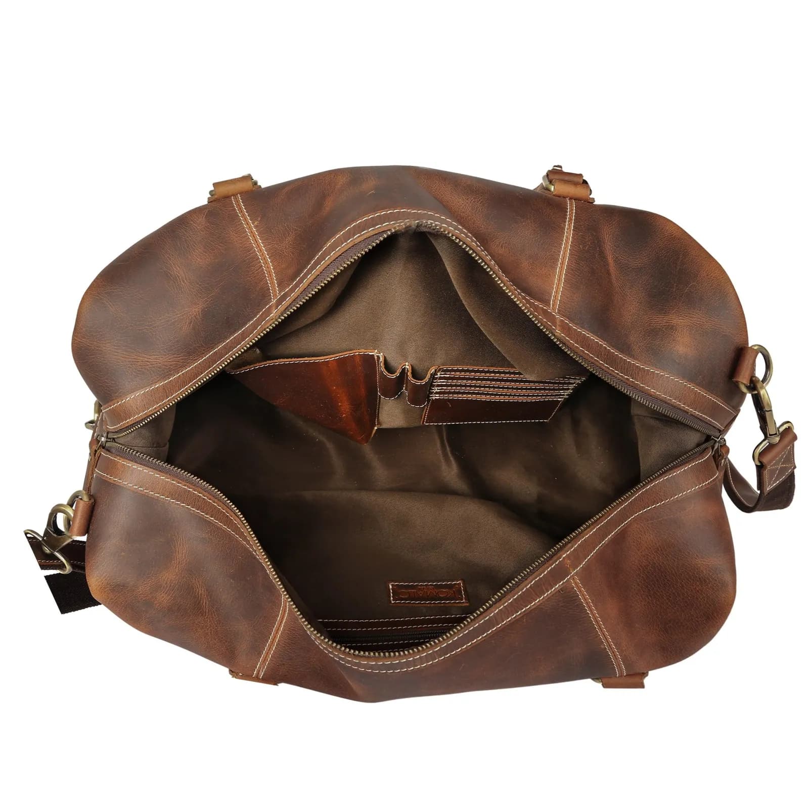 Leather Duffle Bag – Art 201 in tan full-grain leather — view 3