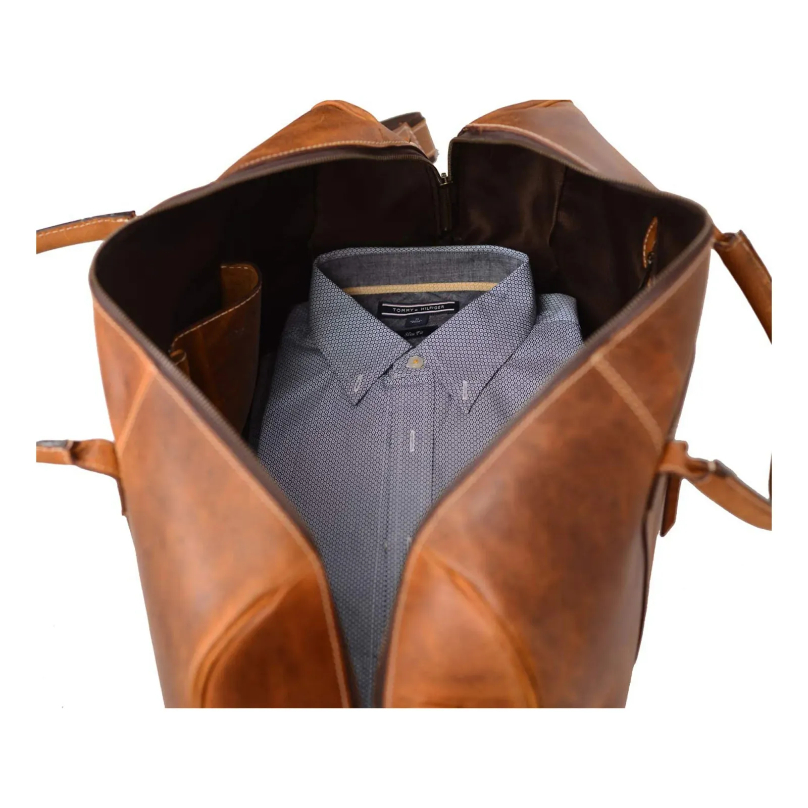 Leather Duffle Bag – Art 202 in brown full-grain leather — view 3