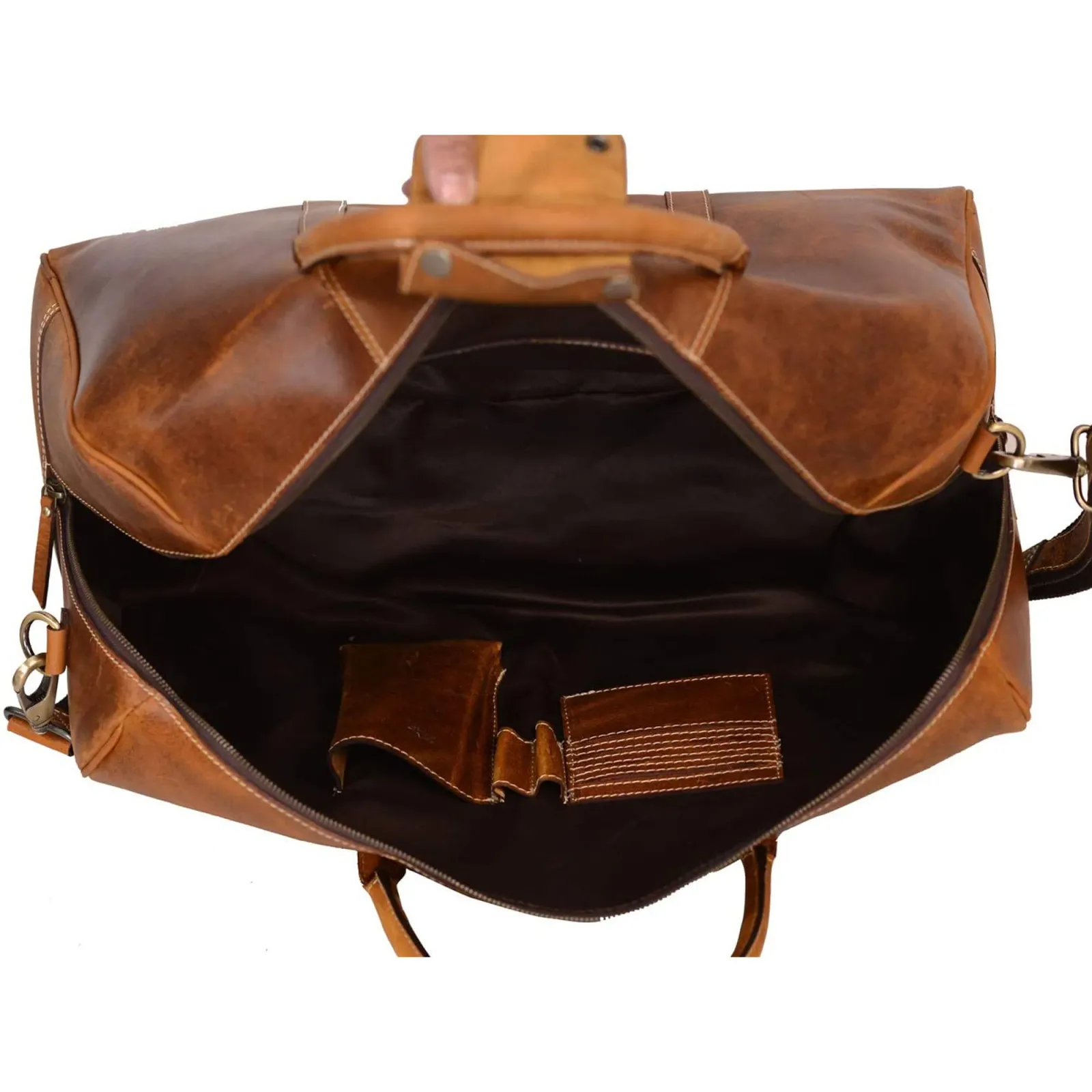 Leather Duffle Bag – Art 202 in brown full-grain leather — view 4