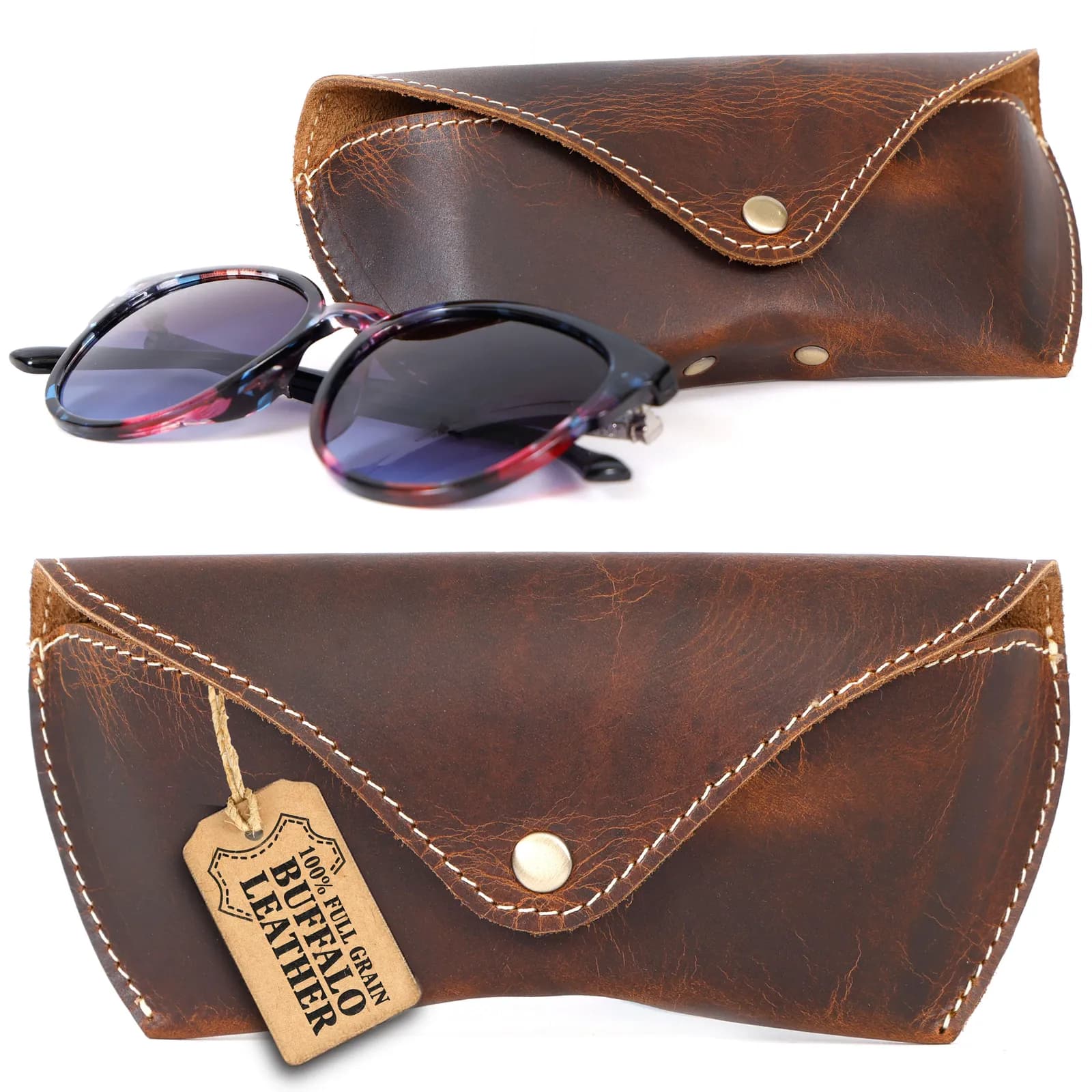 Leather Glasses Case — Brown