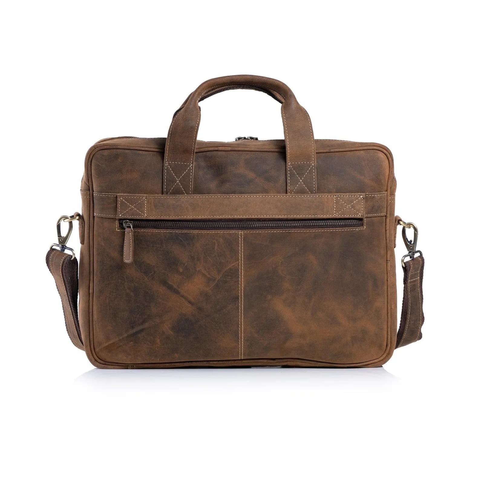 Leather Laptop Bag – Art 301 in distressed brown full-grain leather — view 3
