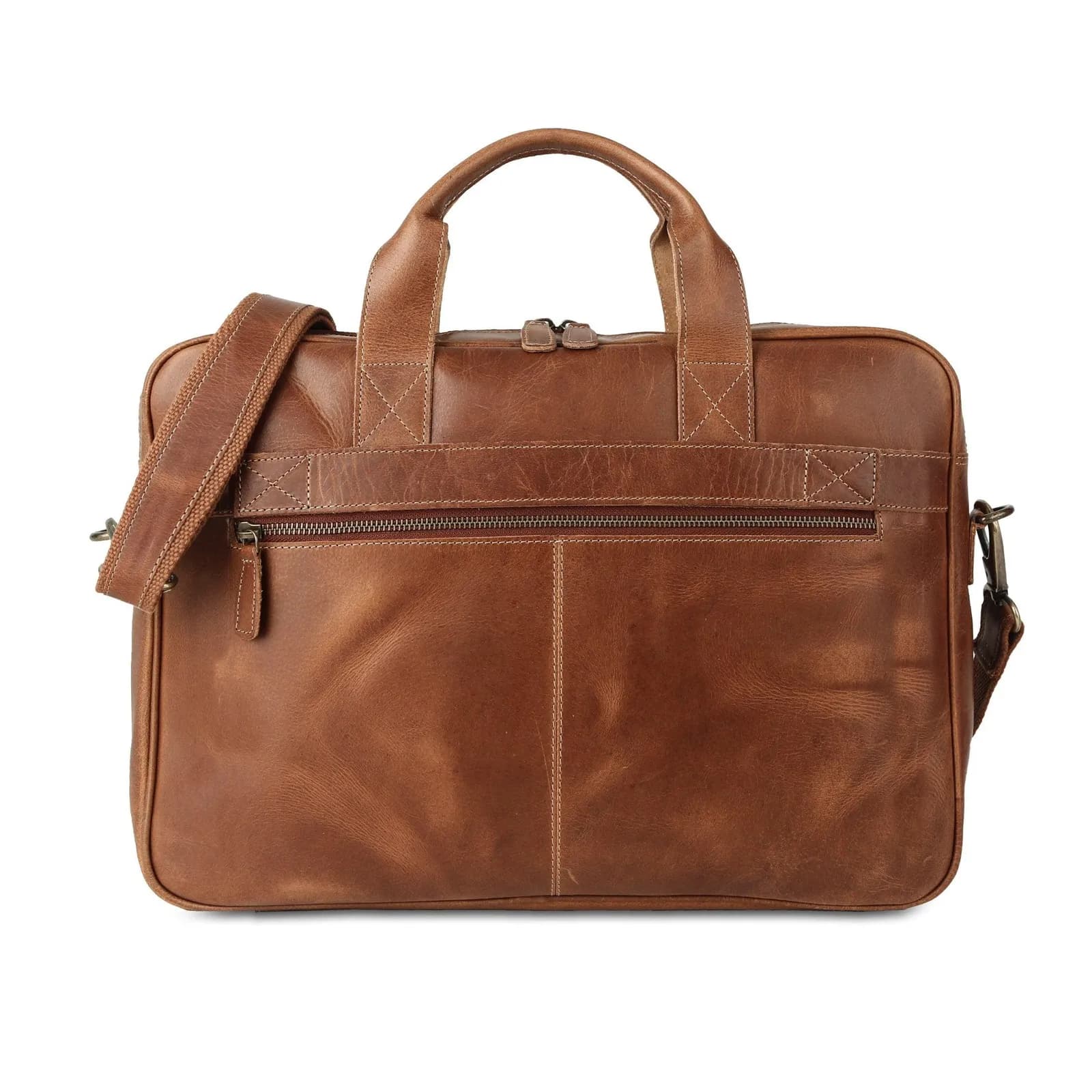 Leather Laptop Bag – Art 302 in brown full-grain leather — view 3
