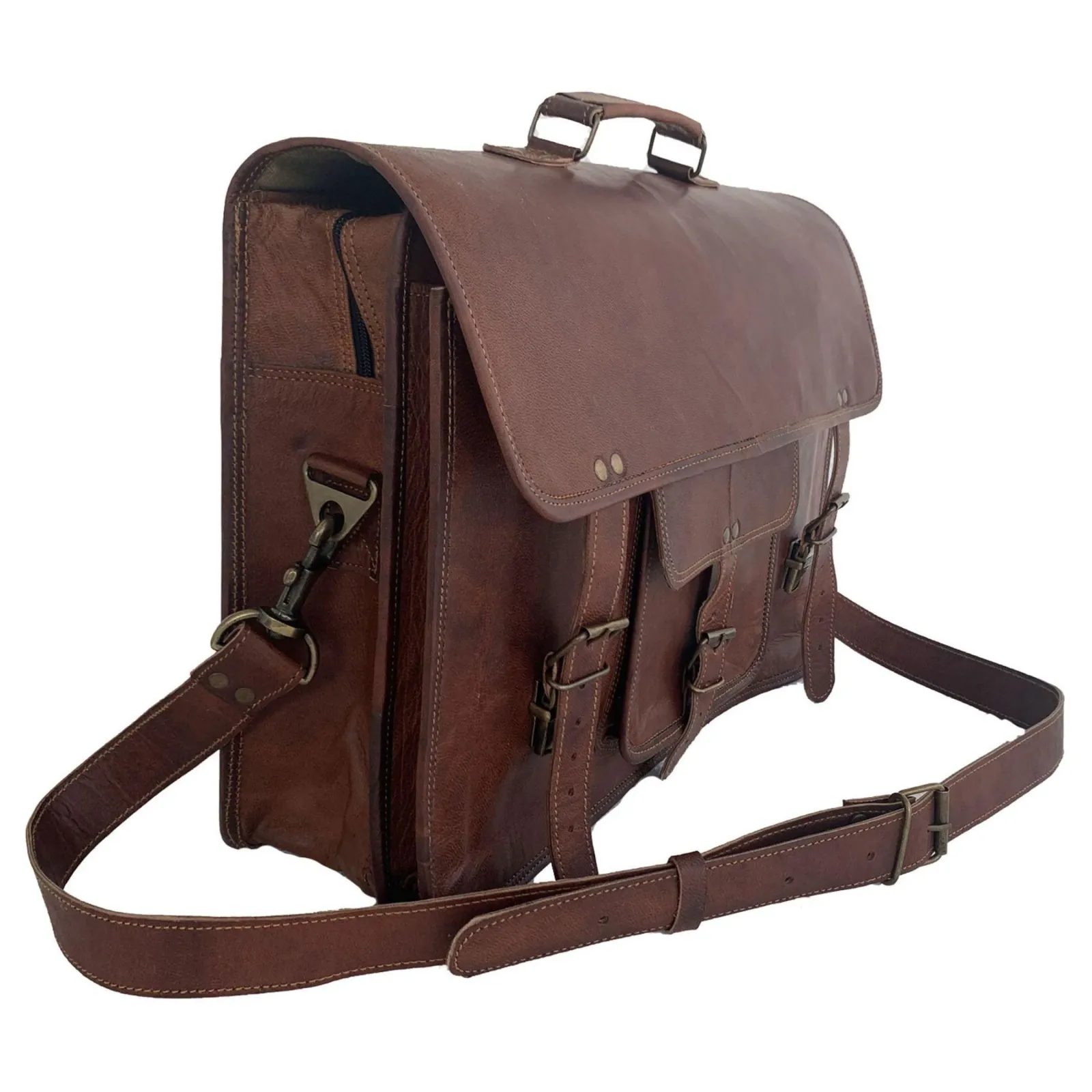 Leather Laptop Messenger Bag – Art 401 — Brown