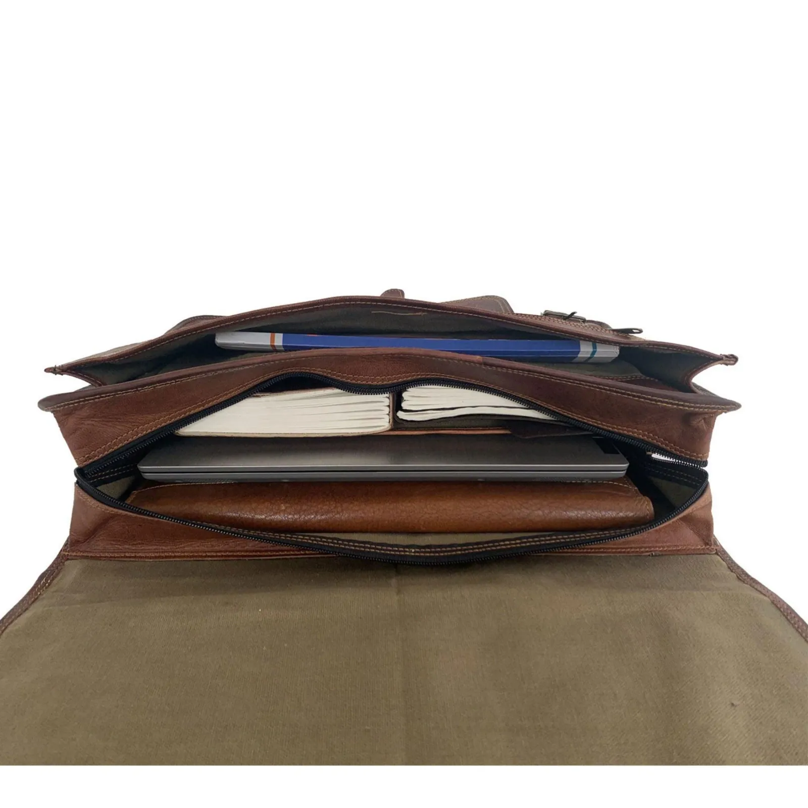 Leather Laptop Messenger Bag – Art 401 — Brown, alternate view